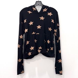 TEREZ rose gold foil star hoodie